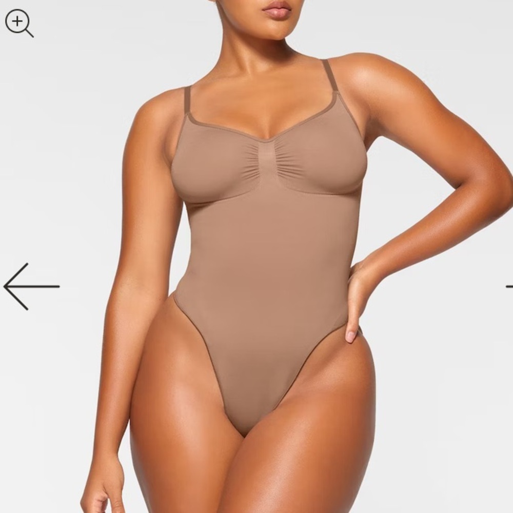 Skims Seamless Sculpting Thong Bodysuit in Sienna